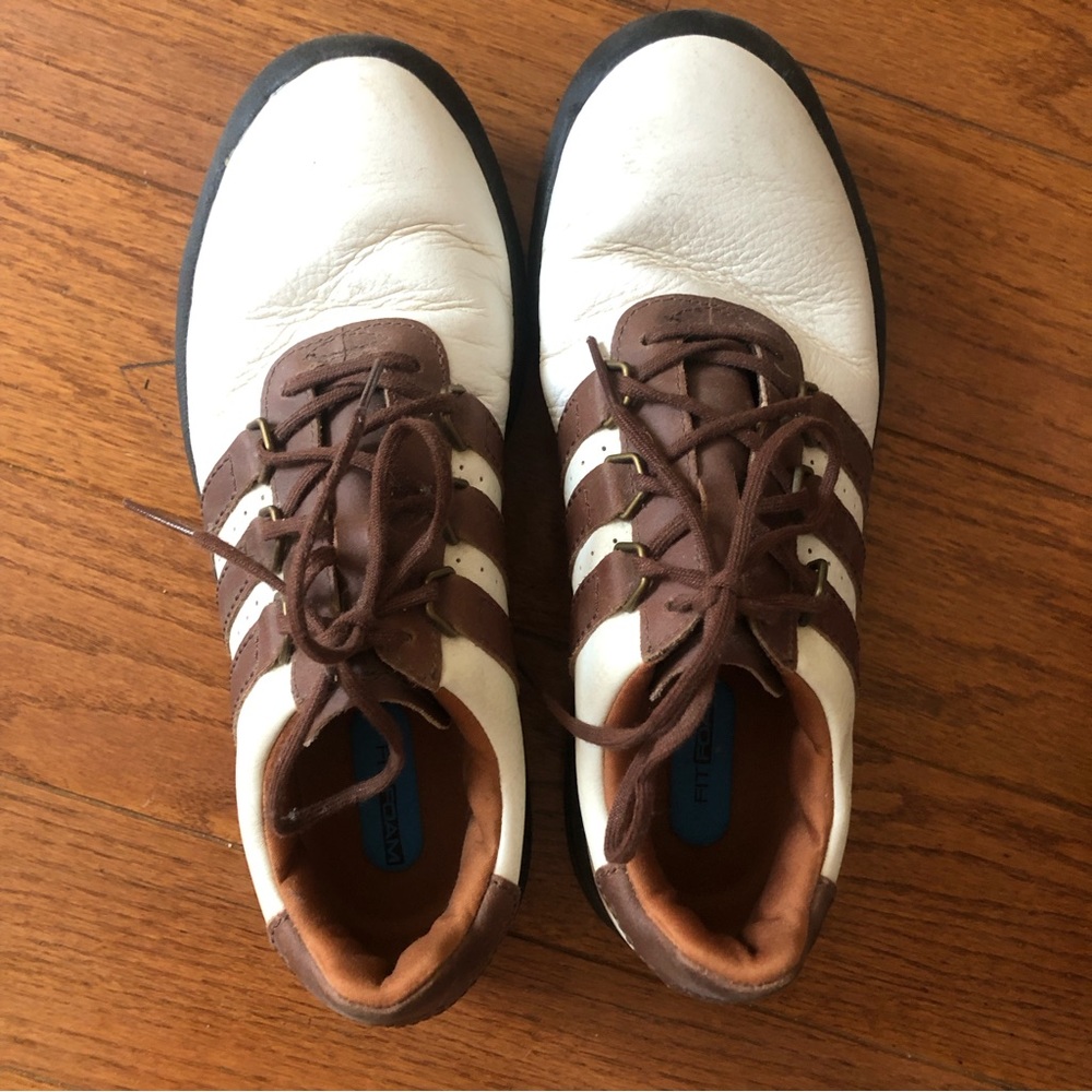 ❤️Adidas Fit Foam Golf Shoes Men’s White Brown lace ups size 8